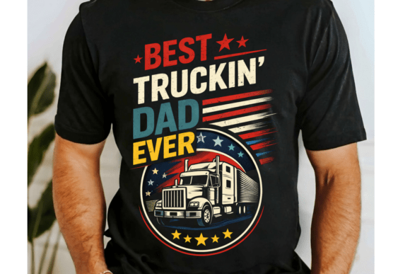 Best Truckin Dad Ever Retro Shirt PNG: A Design Asset for the Open Road