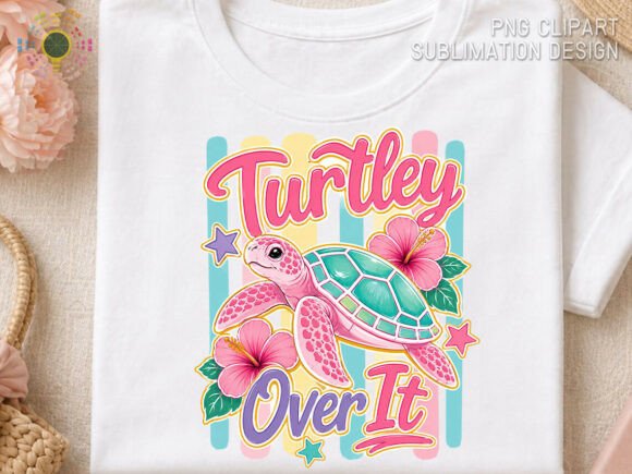 Bring Playful Beach Vibes with the Turtley over It PNG Design