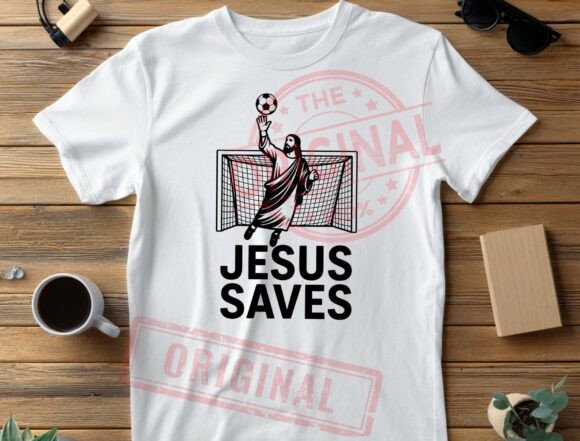 Celebrate Faith and the Beautiful Game with Jesus Saves PNG