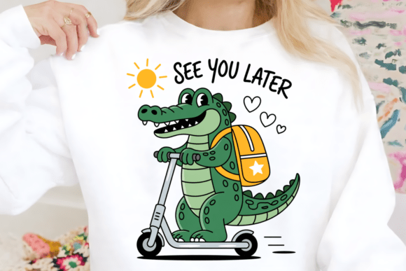 Charming Character Design: The Cute Alligator See You Later PNG