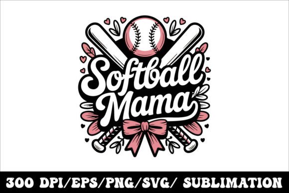 Cute Pink Bow Softball Mom Shirt Design for Game Day