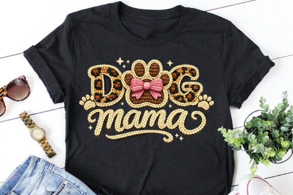 Dog Mama Leopard Print Paw Bow Faux Yarn: Style Meets Pet Love