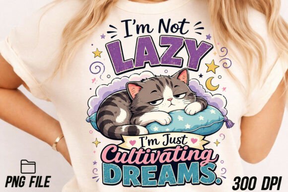 Funny Sleeping Cat PNG: A Sarcastic Design Asset