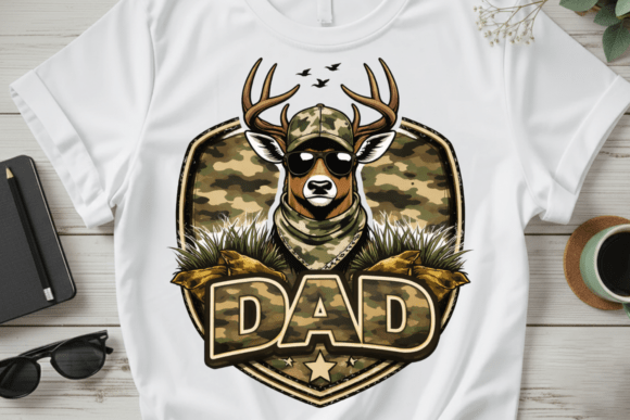 Hunting Camo Deer Dad PNG Shirt: A Bold Graphic for Outdoor Dads