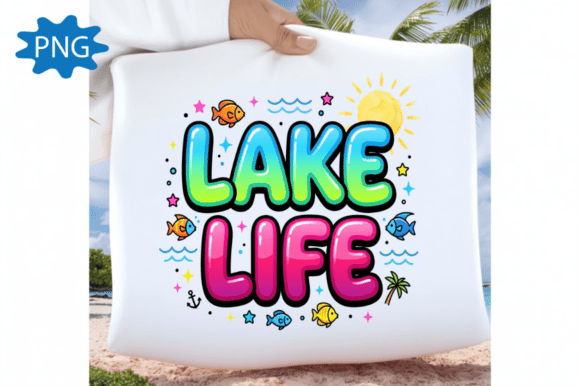 Lake Life PNG: Colorful Summer Fish Shir for Vibrant Designs