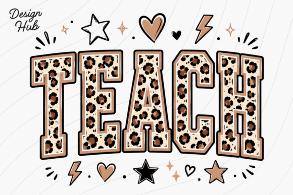 Leopard Teach Shirt PNG: Bold Typography for Educators