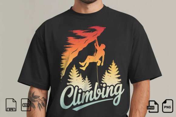 Rock Climbing Retro Sunset SVG: The Ultimate Adventure Graphic