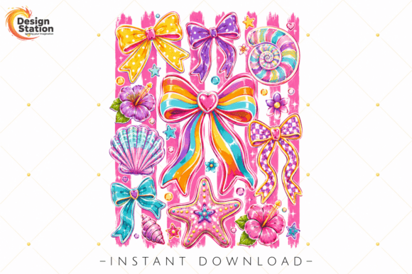 Summer Bow Seashell PNG: Tropical Ocean Vibes for Your Designs